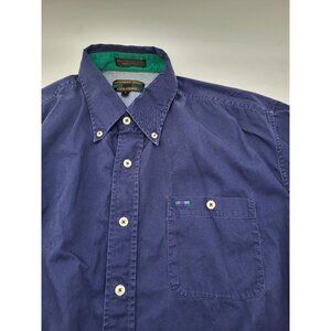 VTG Alexander Julian Colours Mens L Cotton Button Down Short Sleeve Shirt Blue